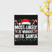 Most Likely To Work Out With Santa Funny Family Ch カード (黄色い花)