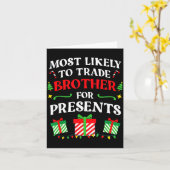 Most Likely Trade Brother Christmas Family Photo  カード (黄色い花)