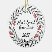 Most Loved Grandma Christmas Round セラミックオーナメント (左)