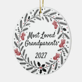 Most Loved Grandparents Christmas Round セラミックオーナメント (左)
