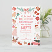 Most Onedeful Time Christmas Girl 1st Birthday 招待状 (スタンド正面)