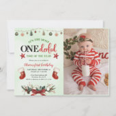 MOST ONEderfulタイムストッキングクリスマス誕生日 招待状 (正面)