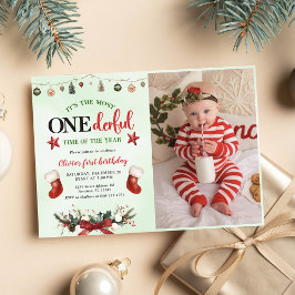 MOST ONEderfulタイムストッキングクリスマス誕生日 招待状