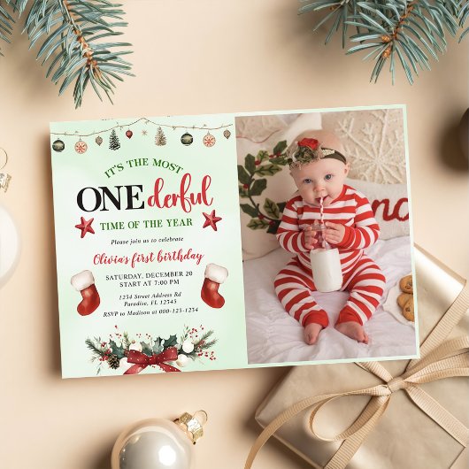 MOST ONEderfulタイムストッキングクリスマス誕生日 招待状