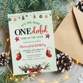 MOST ONEderfulタイムストッキングクリスマス誕生日 招待状