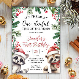 Most ONEderful | アライグマのクリスマス1歳の誕生日 招待状