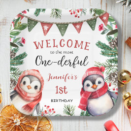 Most ONEderful | ペンギンクリスマス1歳の誕生日 ペーパープレート