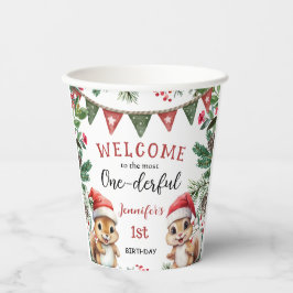 Most ONEderful | リスのクリスマス1歳の誕生日 紙コップ