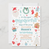 Most Onederful Time Christmas 1st Birthdayパーティー 招待状 (正面)