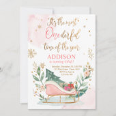 Most Onederful Time Winter Sleigh First Birthday 招待状 (正面)