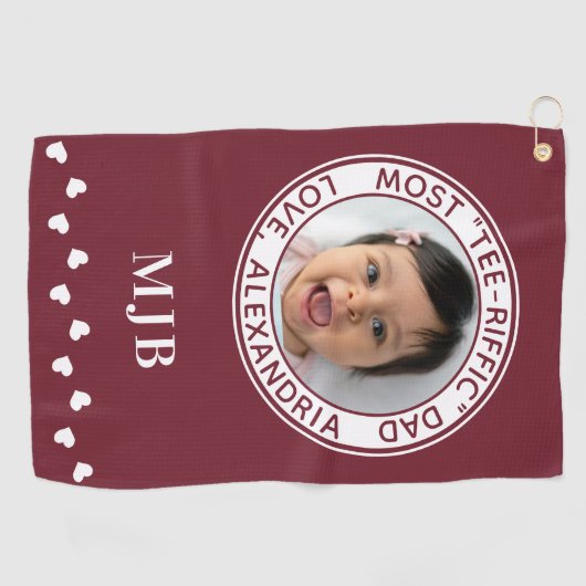 Most Tee-Rifficパパかわいいカスタムフォトゴルファー赤 ゴルフタオル (横)