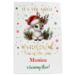 Most wonderful time christmas birthday ミディアムペーパーバッグ