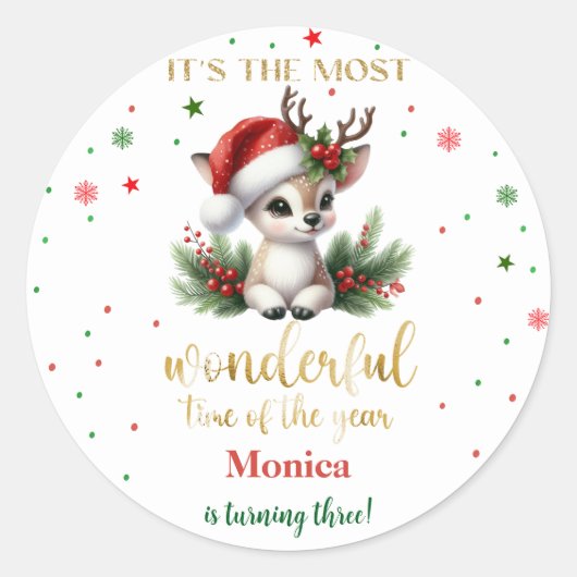 Most wonderful time christmas birthday ラウンドシール (正面)