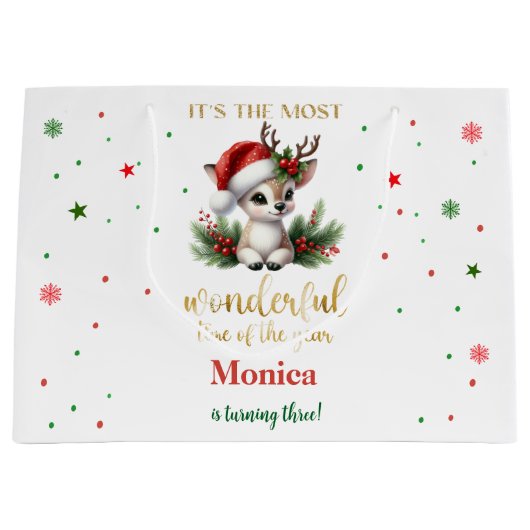 Most wonderful time christmas birthday ラージペーパーバッグ (正面)