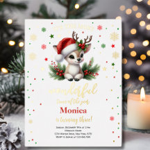 Most wonderful time christmas birthday invitation
