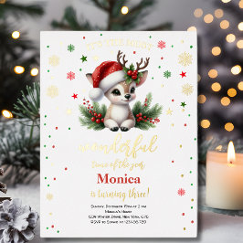 Most wonderful time christmas birthday invitation 箔シーズンポストカード