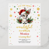 Most wonderful time christmas birthday invitation 箔シーズンポストカード (正面)