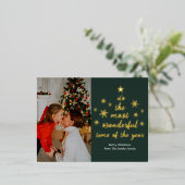 Most Wonderful Time of The Year緑の金ゴールド写真 箔シーズンポストカード (立ち正面)