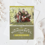 Most Wonderful Time of the Year Holidayフォトカード シーズンカード<br><div class="desc">レトロの休日の写真カードはヴィンテージタイポグラフィを特徴とする。これはホリデーコレクションの一部である"Most Wonderful Time of the Year"。一致するアイテムとその他の色が利用可能。ハッピーホリデー！</div>