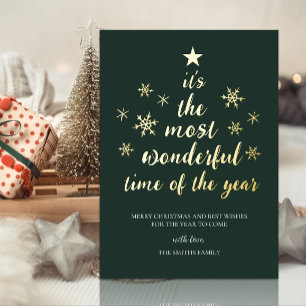 Most Wonderful Time of Yearグリーン金ゴールド非写真 箔シーズンカード
