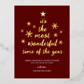 Most Wonderful Time of Year赤い金ゴールド非写真 箔シーズンポストカード (正面)