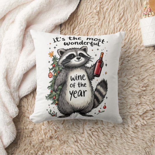 Most Wonderful Wine of the Year Raccoon  クッション (ブランケット)