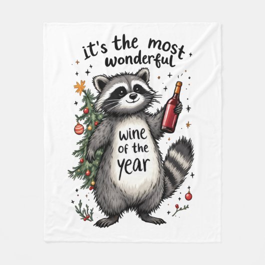 Most Wonderful Wine of the Year Raccoon  フリースブランケット (正面)