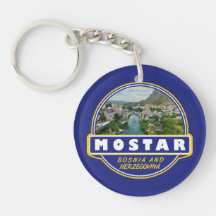 Mostarボスニア・ヘルツェゴビナ旅行アートエンブレム キーホルダー