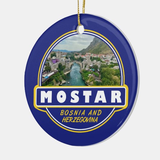 Mostarボスニア・ヘルツェゴビナ旅行アートエンブレム セラミックオーナメント (左)