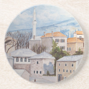 Mostar、ボスニア-アクリル絵画市街並み コースター