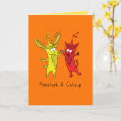 MostardとCatsup Moose & Catグリーティングカード カード (黄色い花)