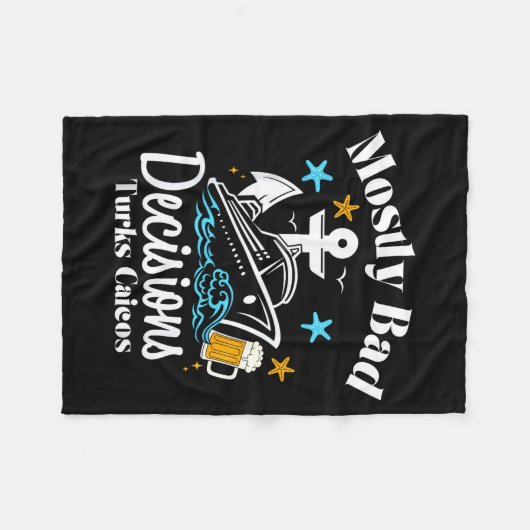 Mostly Bad Decisions Turks Caicos Spring Break  フリースブランケット (正面(横))