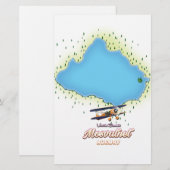 Mosvatnetノルウェー湖地図アートプリント。 便箋 (正面/裏面)