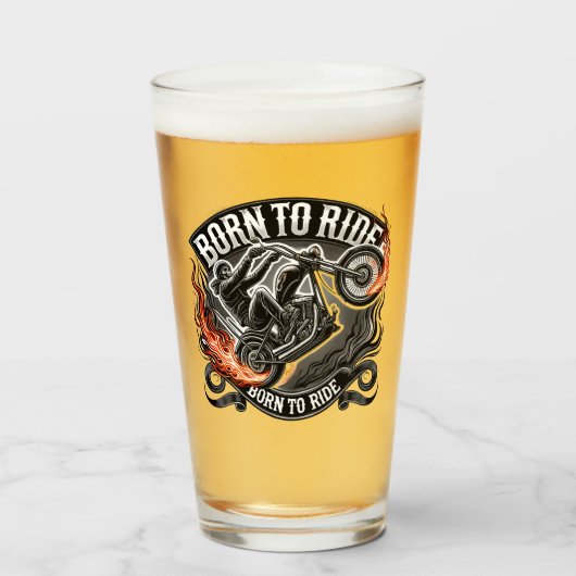 Motard - Born to ride flammes タンブラーグラス (ドリンク正面)
