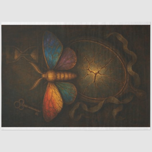 Mothひび割れた鏡と鍵デコページ紙LGBTQ 薄葉紙 (正面)