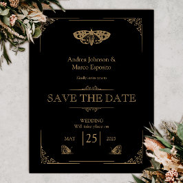 Moth Blackビクトリアン Gothic Wedding Save the Date