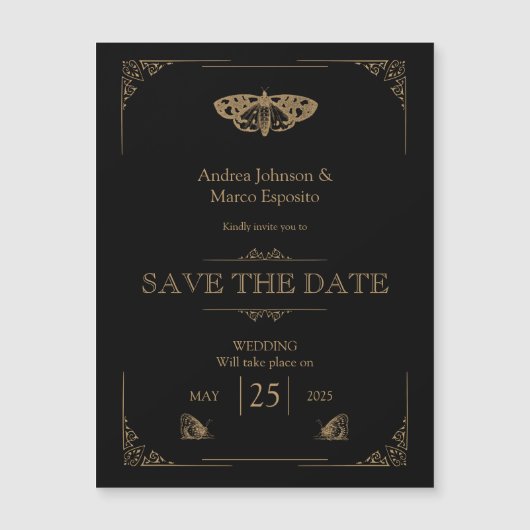 Moth Blackビクトリアン Gothic Wedding Save the Date (正面)