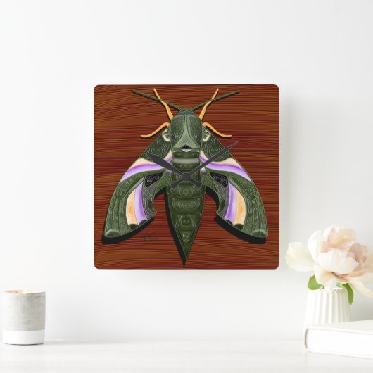 Moth Emboss スクエア壁時計 (ホーム)