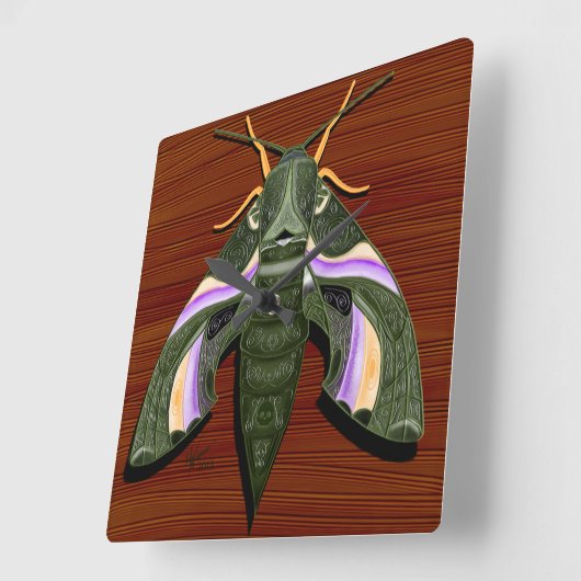 Moth Emboss スクエア壁時計 (傾斜)