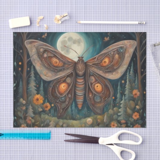 Moth in the Moonlight Decoupage Tissue Paper 薄葉紙 (クラフト)