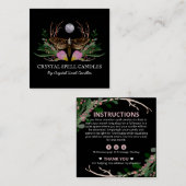 Moth Moon Candle Intention Spell スクエア名刺 (正面/裏面)