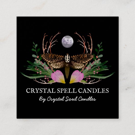 Moth Moon Candle Intention Spell スクエア名刺 (正面)