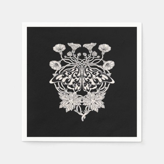 Moth Talisman - Whimsigoth ScreenprintスタイルDrawi スタンダードカクテルナプキン (正面)