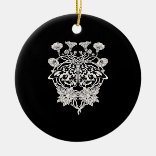 Moth Talisman - Whimsigoth ScreenprintスタイルDrawi セラミックオーナメント (正面)