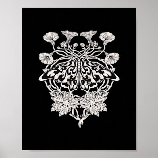 Moth Talisman - Whimsigoth ScreenprintスタイルDrawi ポスター (正面)