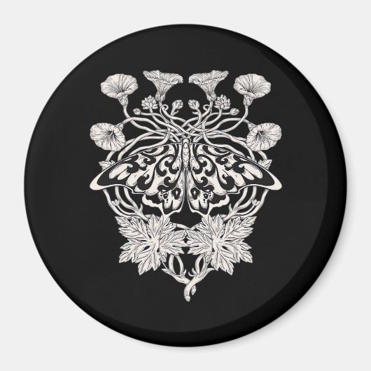 Moth Talisman - Whimsigoth ScreenprintスタイルDrawi マグネット (正面)