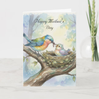 Mother and Baby Bird Mother's Day Card カード