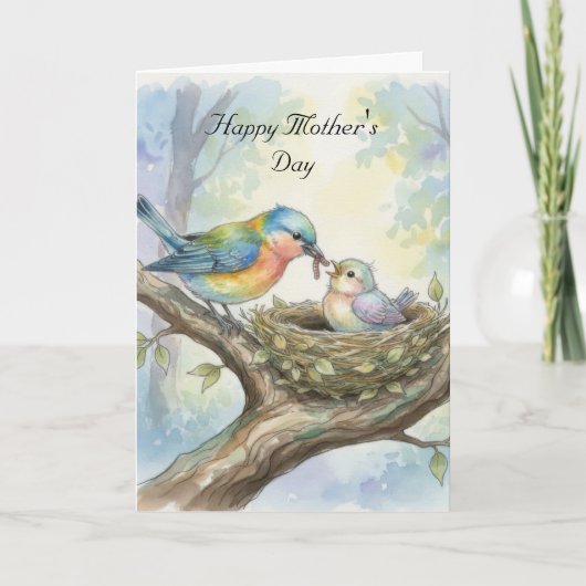 Mother and Baby Bird Mother's Day Card カード (正面)