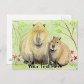 Mother and Baby Capybara ポストカード (正面/裏面)