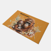 Mother and baby Chimp  ドアマット (アングル)